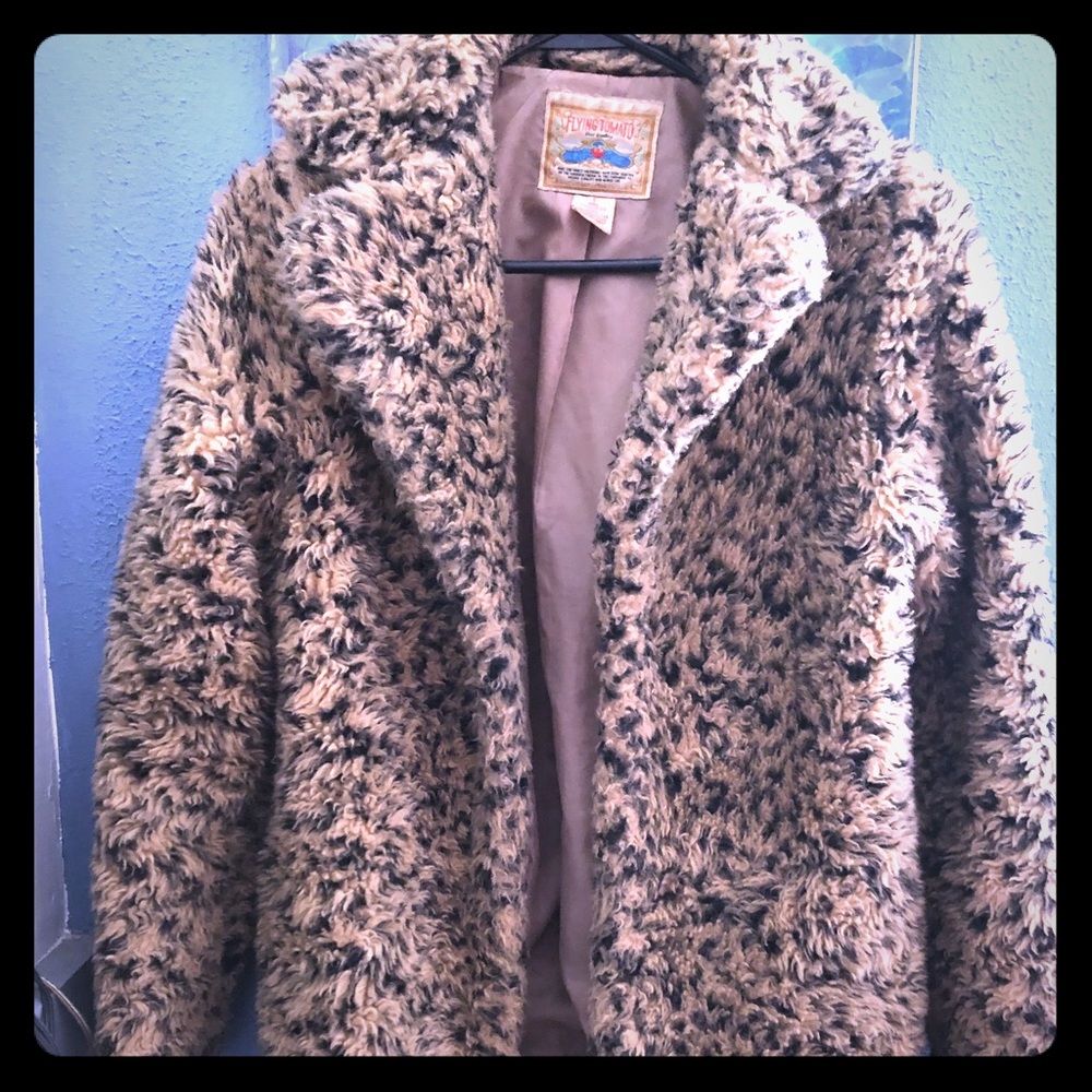 Leopard faux fur coat